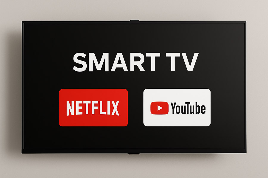 Smart TV with Netflix and YouTube apps available in all rooms